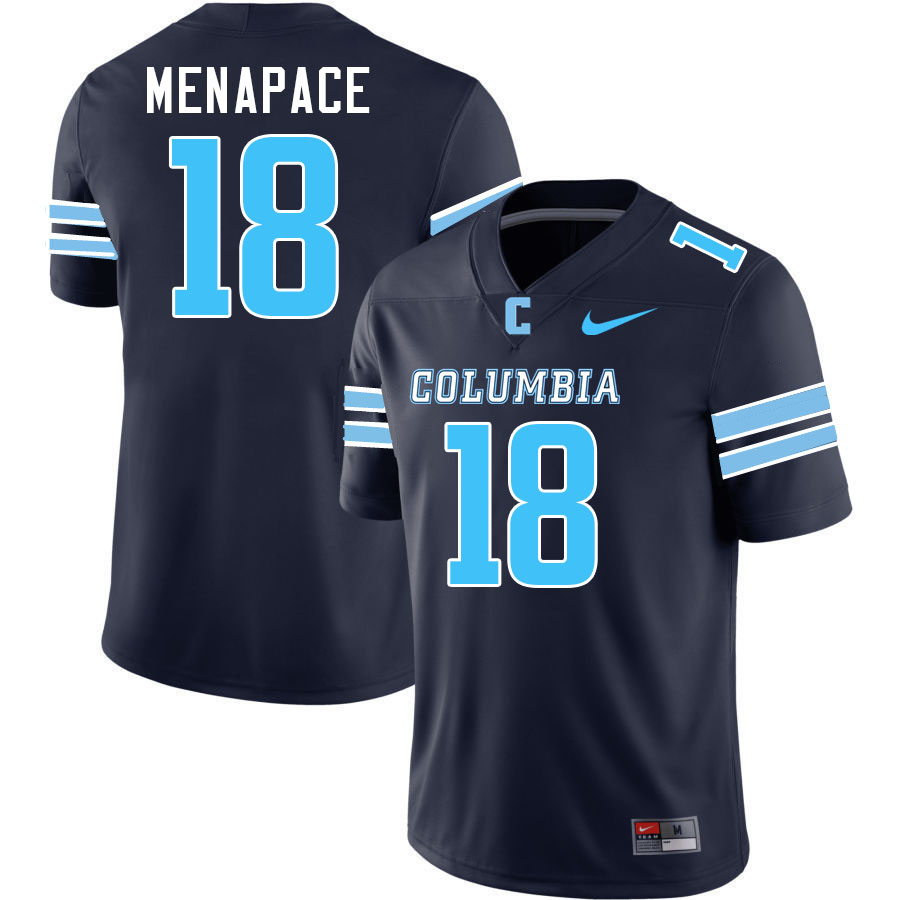 Columbia Lions #18 Xander Menapace College Football Jerseys,Uniforms Stitched-Navy